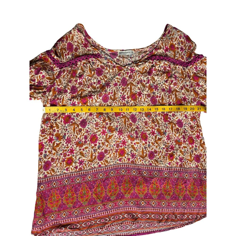 Rusttydustty Womens Off-Shoulder Boho Floral Print Blouse Multicolor 1XL - Picture 4 of 5